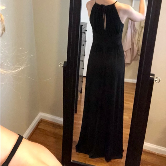 Floor-Length Beaded Waist Keyhole Back Dress - Picture 3 of 5